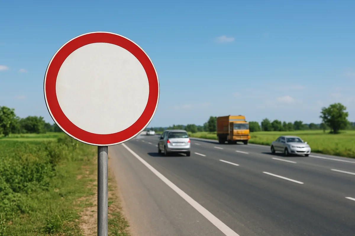 Red circle speed limit sign on an Indian highway, the kind of sign behind a speeding ticket